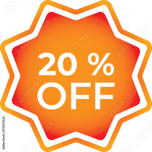 Orange Starburst Sale Tag with 20% Off Text