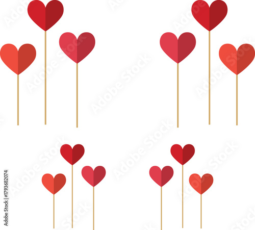 Delicate heart shaped valentines day toppers illustration on white background