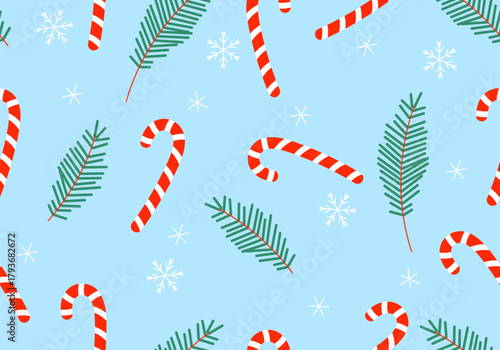 Christmas Candy Cane Doodle Seamless Pattern. Christmas candy lollipop seamless pattern. New Year pattern
