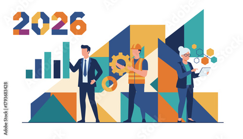 Business planning for 2026 Diverse team industry finance and technology collaboration