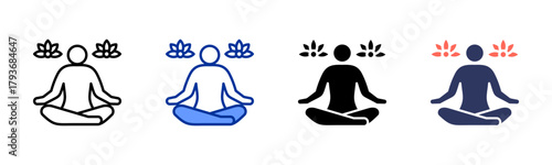 Meditation Practice icon sheet multiple style collection