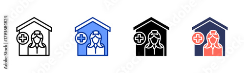 Home Care Nurse icon sheet multiple style collection