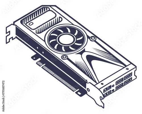 Creative Details GPU (Graphics Processing Unit) Vector Illustration | High-Performance Computing | Digital Hardware Design