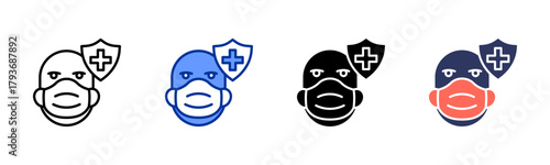 Face Mask Protection icon sheet multiple style collection
