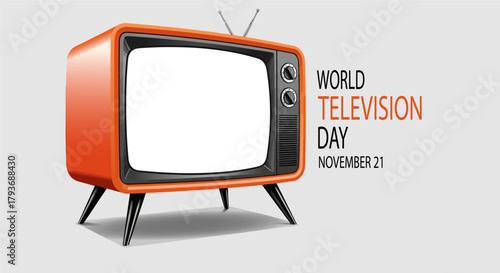 Retro Orange Television Set for World Television Day on November 21