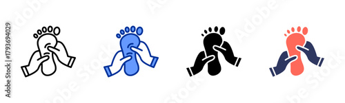 Reflexology Foot icon sheet multiple style collection