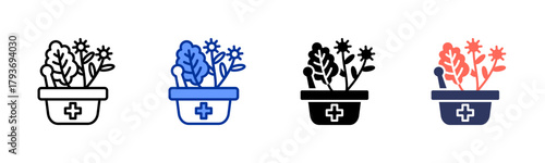 Medicinal Plants icon sheet multiple style collection