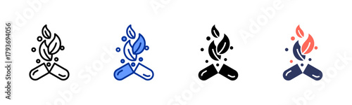 Herbal Capsule icon sheet multiple style collection