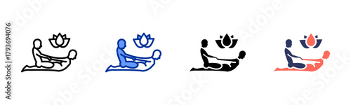 Thai Massage Therapy icon sheet multiple style collection