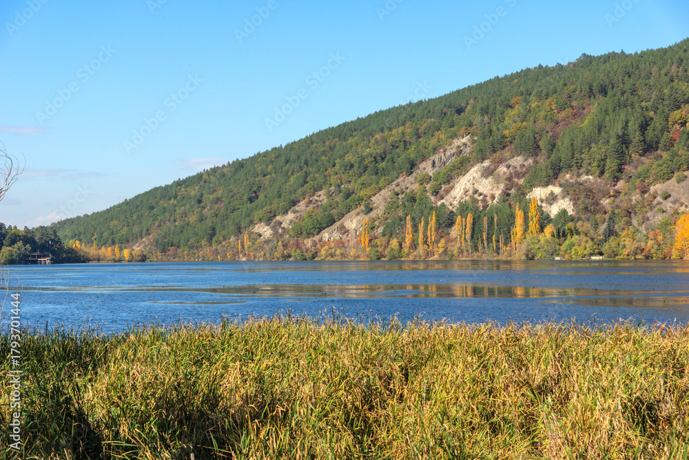 Fototapeta premium Autumn Landscape around Pancharevo lake, Bulgaria