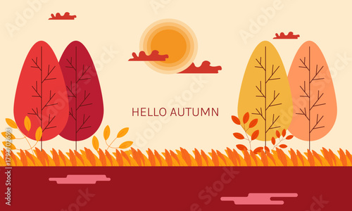 flat design vector hello autumn background