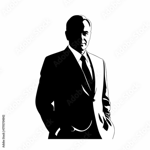 vector silhouette of a businessman with a white background