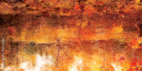 Watercolor illustration of autumn landscape eps 10.