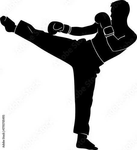 Kickboxing silhouette, Kickboxer silhouette, Kickbox silhouettes, Kickboxing, Kickboxing clipart set