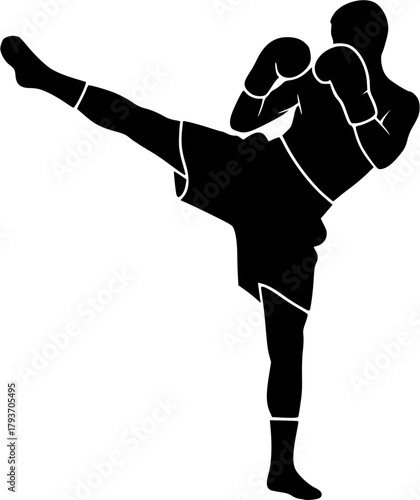 Kickboxing silhouette, Kickboxer silhouette, Kickbox silhouettes, Kickboxing, Kickboxing clipart set