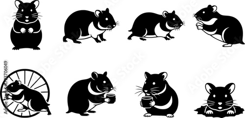 Hamster silhouettes, Hamster vector, Hamster clipart, Hamster icon, Hamster collection set