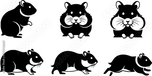 Hamster silhouettes, Hamster vector, Hamster clipart, Hamster icon, Hamster collection set