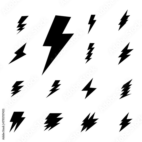 Lightning illustration logo design, electricity symbol, icon, business, power, lightning logo design set collection, charger, energy, light, fast, concept, charge, bolt, thunder, flash, graphic, elect