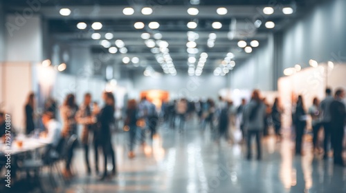 Corporate Event Blur: A blurred background of a corporate event in a conference hall, with people networking and socializing. High quality