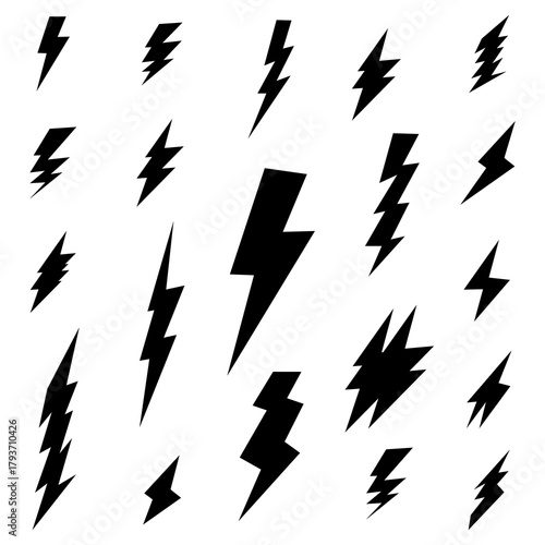 Lightning illustration logo design, electricity symbol, icon, business, power, lightning logo design set collection, charger, energy, light, fast, concept, charge, bolt, thunder, flash, graphic, elect