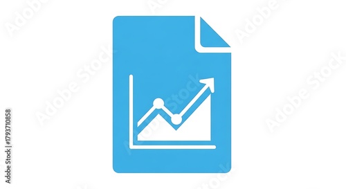 Free Download Blue document icon with upward trending graph for business reports. - GFXLoad