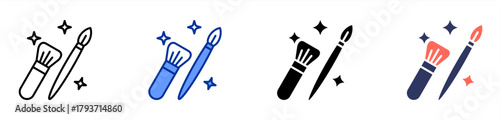 Makeup Brush icon set multiple style collection