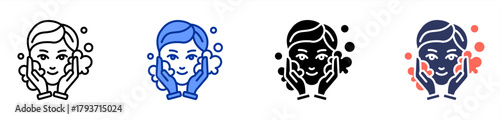 Facial Cleanser icon set multiple style collection
