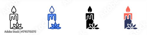 Spa Candle icon set multiple style collection