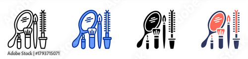 Mirror And Brush Set icon set multiple style collection