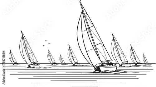 Sailboat Race on the Open Sea