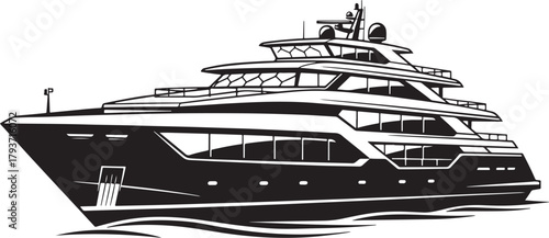 Sleek Black and White Yacht Illustration
