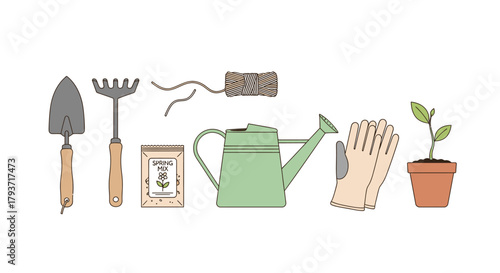 Gardening Tools and Seedlings - A Collection for Green Thumbs.