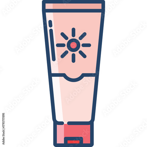 Pink Sunscreen Tube With A Sun Icon On A Transparent Background Representing Skin Protection And Sun Care