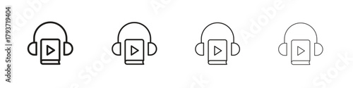 Audio book icon design elements. Outline icon with editable stroke. Vector