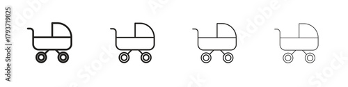 Baby carriage icon design elements. Outline icon with editable stroke. Vector