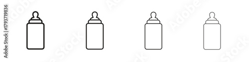 Baby milk bottle icon design elements. Outline icon with editable stroke. Vector