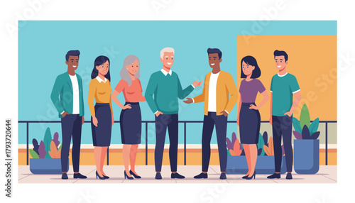 Diverse business team networking outdoors Collaboration staff meeting and successful partnership