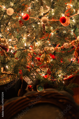 vintage and cozy christmas tree decorations