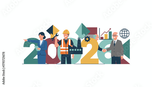 Business growth goals for 2024 with a diverse team industry and global success outlook