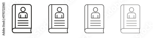 Biography icon design elements. Outline icon with editable stroke. Vector