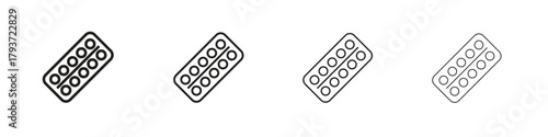 Blister drugs. collection. Silhouette flat icon design element.icon design elements. Outline icon with editable stroke. Vector