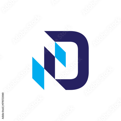 Simple and modern D logo with pixel motion element shape