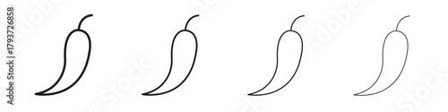 Chili icon design elements. Outline icon with editable stroke. Vector