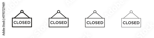 Closed sign icon design elements. Outline icon with editable stroke. Vector