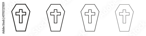 Coffin icon design elements. Outline icon with editable stroke. Vector