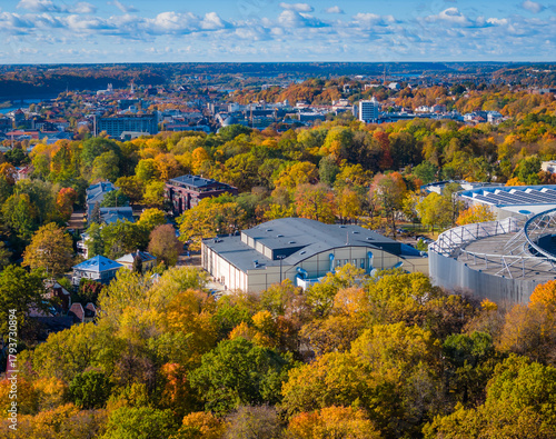 Tableau sur toile Kaunas Sports Hall in Azuolynas - Oak grove park in Zaliakalnis