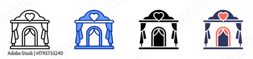 Wedding Venue icon set multiple style collection