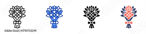 Bridal Bouquet icon set multiple style collection