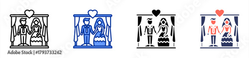 Wedding Ceremony icon set multiple style collection