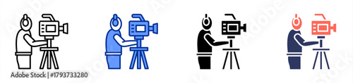 Videographer icon set multiple style collection